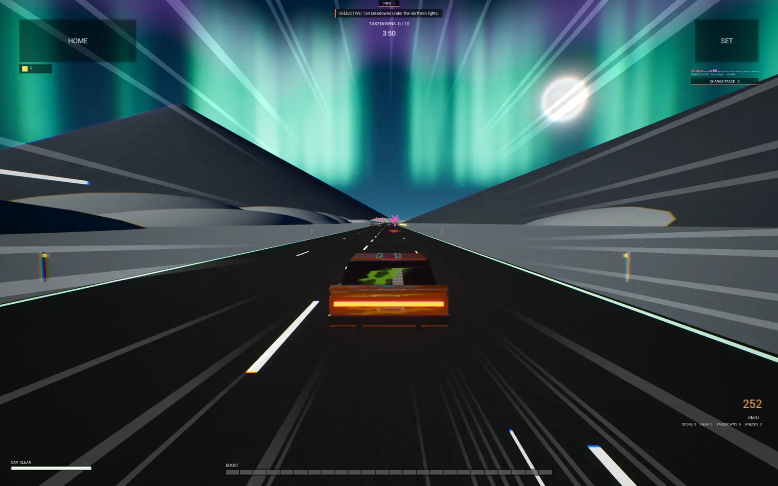Car combat under the northern lights